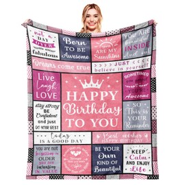 Hibolen Birthday Gifts for Women, Gifts for Women Birthday Unique, Happy Birthday Decorations, Women Gifts for Birthday Blanket 50"x60", Womens Birthday Gifts for Best Friend/Mom/Her/Wife/Sister Throw