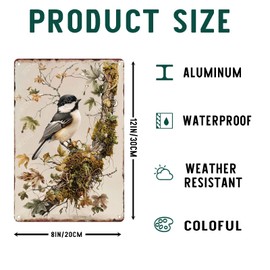 WIZYXQ Funny Metal Chickadee Bird Vintage Tin Sign - Wildlife Wall Decor Retro Aluminum for Home, Office, Garden, Club, Yard - 812 Inches