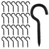 Yuanchu Pack of 25 Screw Hooks, Black, Hooks for Screwing 40 mm, Stainless Steel Ceiling Hooks, Hook Screws, Small Screw-In Hooks, Cup Hooks, Multi-Purpose Hooks for Hanging Plants, Tea Cups, Locks