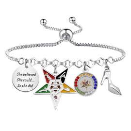 PLITI Order Of The Eastern Star Gift OES Sorority Gift She Believed She Could So She Did Inspirational Bracelet (Believed star bgCA)