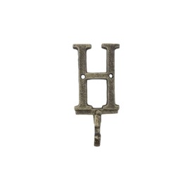 Handcrafted Nautical Decor Rustic Gold Cast Iron Letter H Alphabet Wall Hook 6"