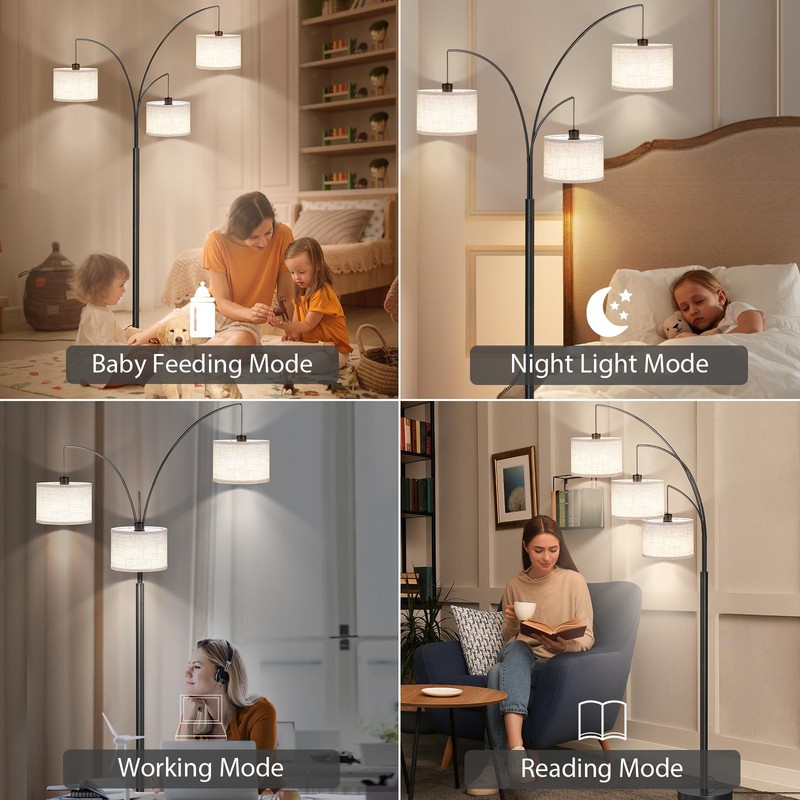 SUNMORY 3 Lights Floor Lamp with Remote Control and 3