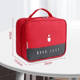 SuQurtom Medication Bag, Large Waterproof Emergency Bag for Medication, Medical Storage Bag with Large Capacity for Home, Office & Travel (Red)