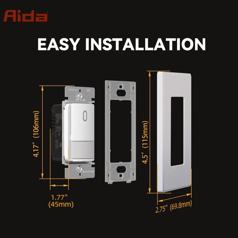 AIDA Single Pole Motion Sensor Light Switch w/Neutral Wire -