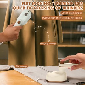 Handheld Portable Steam Iron with Anti-Scald Base, 2-in-1 Steamer and Iron, Saker Portable Steamer for Clothes, 180° Swivel Handle, Compact for Home, Dorm, Travel, Hotels (Light Green)