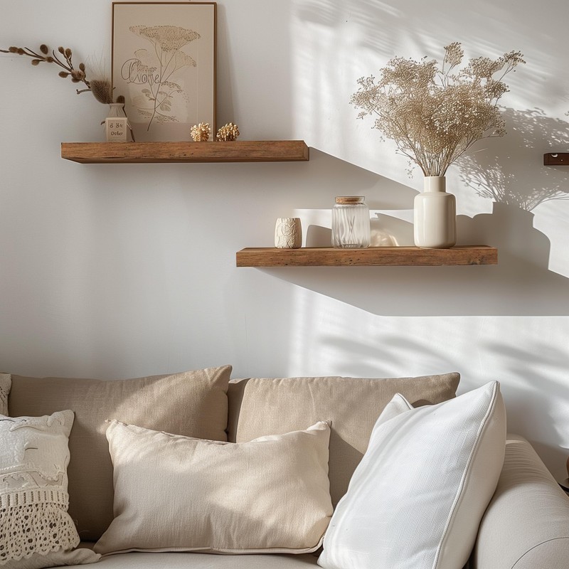 INHABIT UNION Rustic Brown Floating Shelves for Wall，24in Wall Mounted