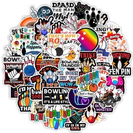 Bowling Stickers 100 PCS, Life Bowling Stickers Waterproof Vinyl Decals Stickers for Gym Wall, Water Bottles, Laptop, Cups, Skateboard, Phone, Guitar