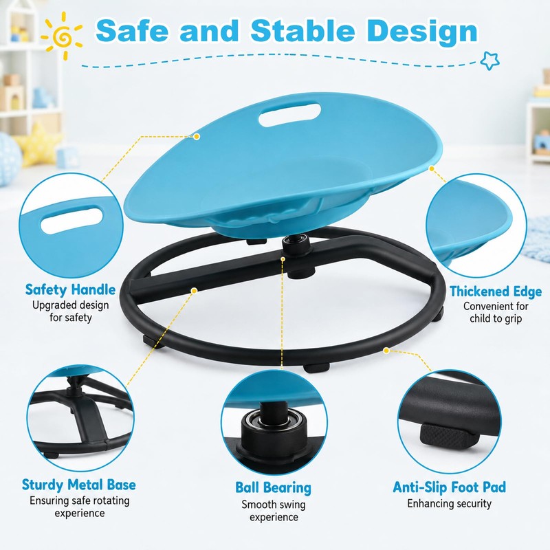 Large Size Spinning Chair for Autistic Kids with Safety Handle,