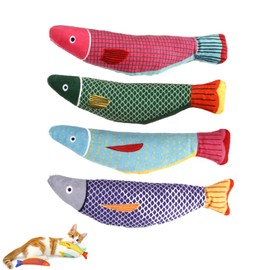 JLPDMT Kitten Toys, 4 PCS Chew Bite Resistant Catnip Toys, Realistic Plush Fish Cat Toy, Interactive Cat Toys, Washable Cat Nips Toys, Used For Indoor, Outdoor Kitten Interactive Toys