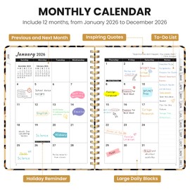 2026 Planner, Weekly and Monthly Planner for Women, January 2026 - December 2026, Hardcover 2026 Calendar Planner Book with Tabs, Inner Pocket, Spiral Bound, Perfect for Office Home School Supplies - A5 (6.3" x 8.5"), Leopard