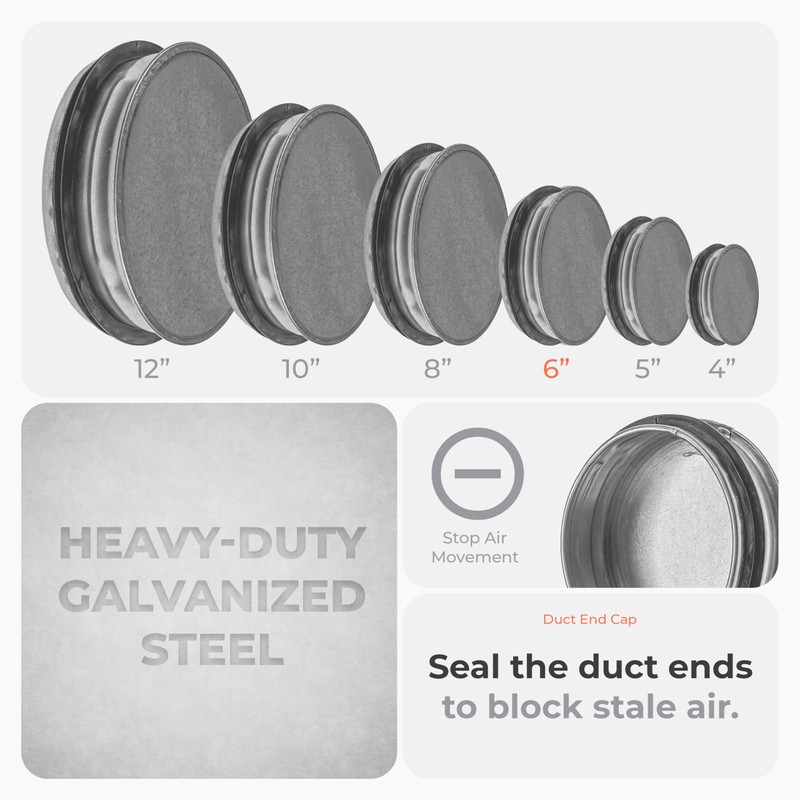 HVAC OV 2pack Galvanized Metal Duct End Cap - 6