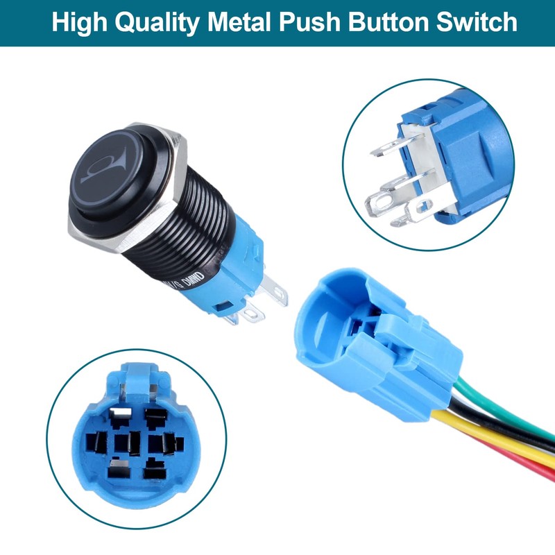 DMWD 16mm Raised Speaker Horn Momentary Push Button Switch 5/8"