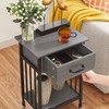 VECELO Nightstands, Industrial Side/End Tables Drawer and Storage Shelf, Night