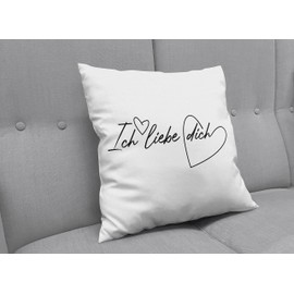 LIEBTASTISCH Cushion with Saying Ich Liebe Dich – Decorative Cushion 40 x 40 cm White – Love – Gift for Sweetheart Token of Love – Romantic – Wedding Cushion – Partner Gifts