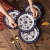 ONECCI Ceramic Salad Plate Set,Blue and White 8 inch Serving