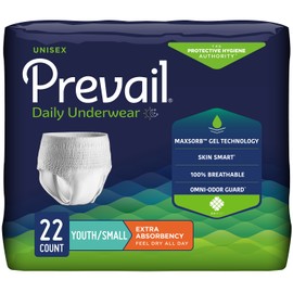 Prevail Extra Pull On Youth Absorbent Underwear Small 20''-34'' 22/Bag - 2 Pack