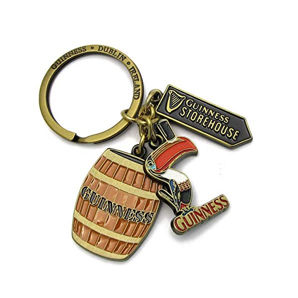 Official Guinness Multi-Charm Keyring With Toucan, Sign And Barrel Charms