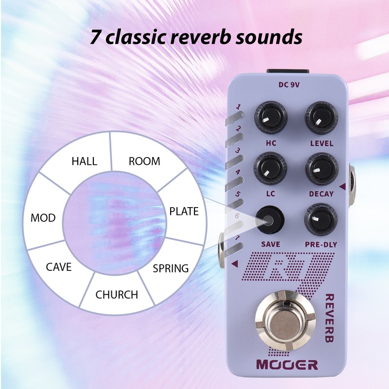 MOOER Guitar Digital Reverb Pedal Electric Guitar Effects Pedal 7
