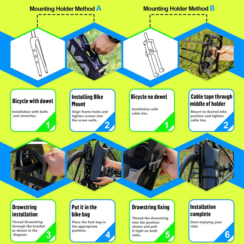 Desing Wish 2PCS 8L Bike Front Fork Bag Waterproof Bike