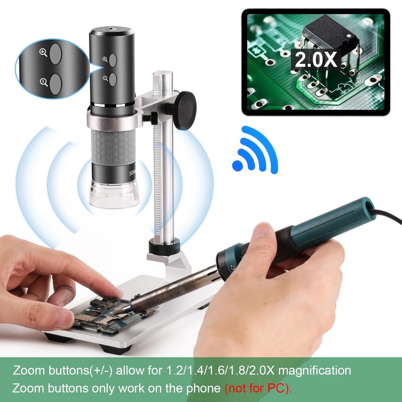 Cainda 4K 3840x2160p WiFi Digital Microscope Camera with Adjustable Metal
