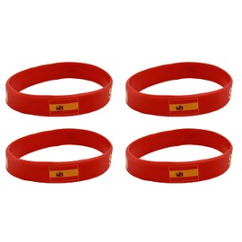 LLBFHH 4 Pcs Spain Spanish Country Flag Rubber Bracelets, National Flag Silicone Bracelet, Rubber Wristbands Patriotic Decorations Gift