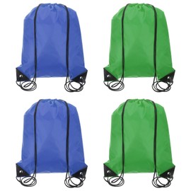 uxcell Drawstring Backpack, 4Pcs Polyester Draw String Backpack Gym Bags Cinch Sack Pack Storage Knapsack for Gym Sports Travel Beach Swimming (Dark Blue/Dark Green, 13.4" x 16.9")