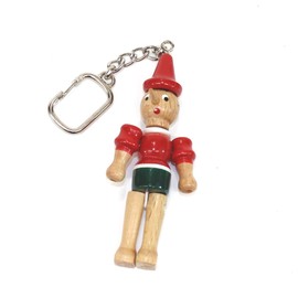 Mastro Geppetto Pinocchio 4'' (10cm) Wooden Toy Keychain, Red