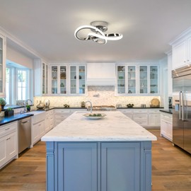 Comely LED Ceiling Light, 30 W, 3300 lm, Ceiling Lamp, 4500K Neutral White Light, Creative Flower Shape, Acrylic LED Ceiling Light for Bedroom, Living Room, Dining Room, Hallway, Silver