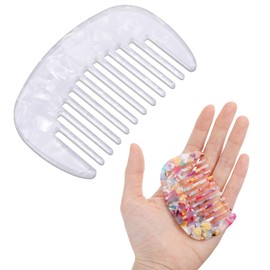 Mini Wide Tooth Comb, 2 Pcs 3 Inch Anti-static Purse Comb for Women, Girls, Bangs, Curly Wavy Long Wet Dry Hair Purse Bag Pocket Travel Home Use (Multi-colored)