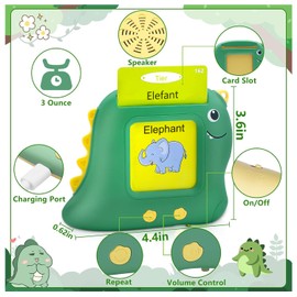 Standard Deutsch,Lernkarten Kinder 112 Blätter 224 Wörter Sprechende Baby Flash Karten,Vorschule Geschenk Spielzeug für Mädchen Jungen (Grüner)