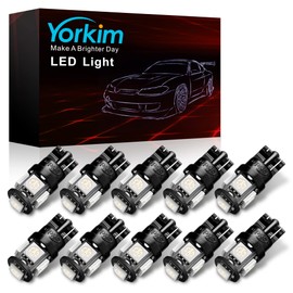 Yorkim 194 LED Bulbs Green Super Bright Newest 5th Generation, T10 LED Bulbs, 168 LED Bulb, LED Bulbs for Car Interior Dome Map Door Courtesy License Plate Lights W5W 2825, Pack of 10
