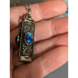 Unbranded Cremation Urn Necklace For Ashes Keepsake Stainless Steel Blue SEP Birth Stone