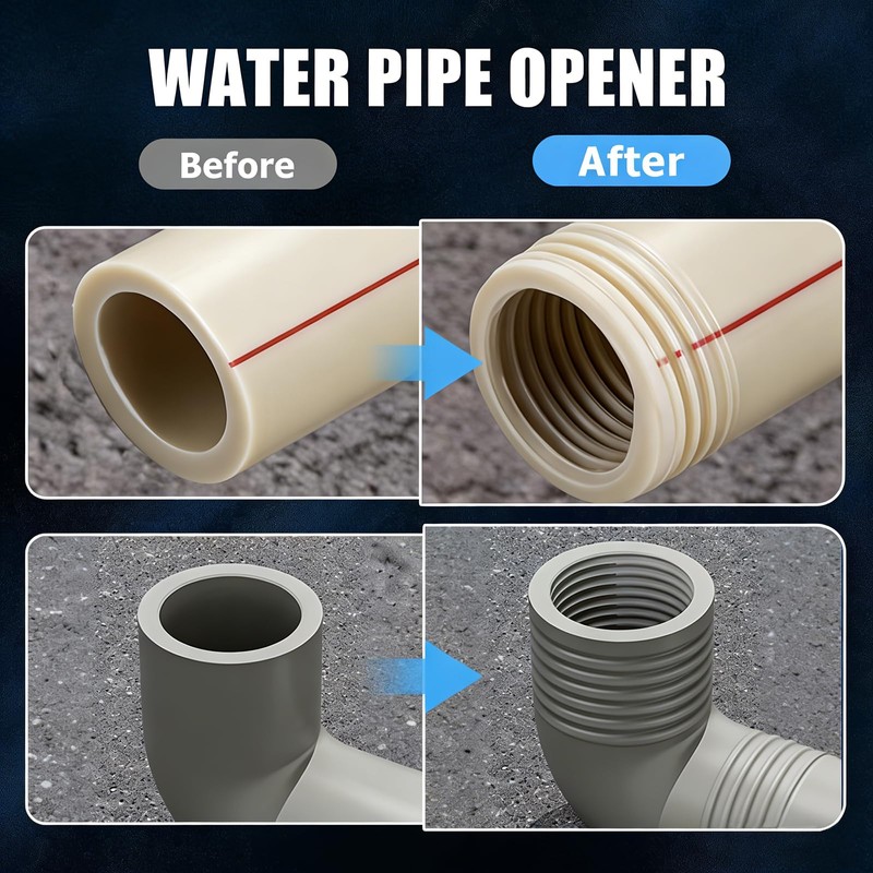 3PCS Dual-Function Pipe Threading Tool, Integrated Internal & External Thread