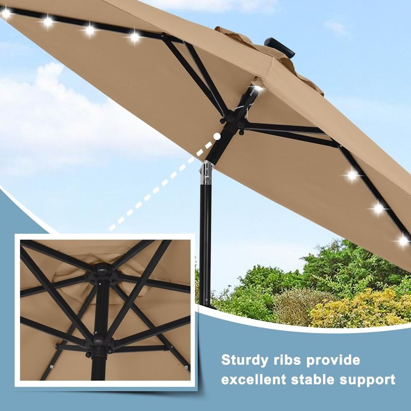 ABCCANOPY Durable Solar Led Patio Umbrellas with 24LED Lights 7.5FT