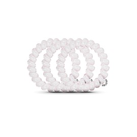 TELETIES - Spiral Coils Hair Ties for Women - Phone Cord Ponytail Holders - Strong Grip, No Rip, No Crease Resistant Coils - 3 Pack (Large, Rose Water Pink)