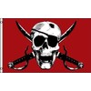Skull and Crossbone Jolly Roger Crimson Pirate 5'x3' Banner Flag