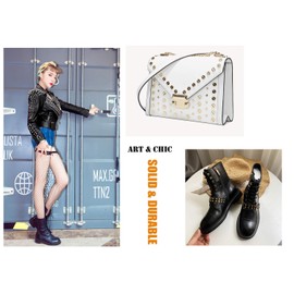 M3X6 Brass Chicago Screws 15PACK Rivets Bookbinding Stud Screws Nail Rivet Flat Head Screwing Fasteners Screw Posts Chicago Screw DIY Purse Collar Belt Shoes Case Jean Leather (Height 6mm, Gold)