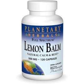 Planetary Herbals Lemon Balm Full Spectrum 500mg, Natural Calm and Rest, 120...