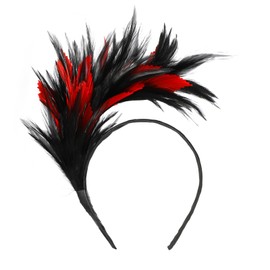 MWOOT Feather Hair Band, 1920s Fascinator Headpiece for Women, Black Red Feather 20s Party Costume Headband for Halloween, Carnival, Cocktail, Tea Party Accessories