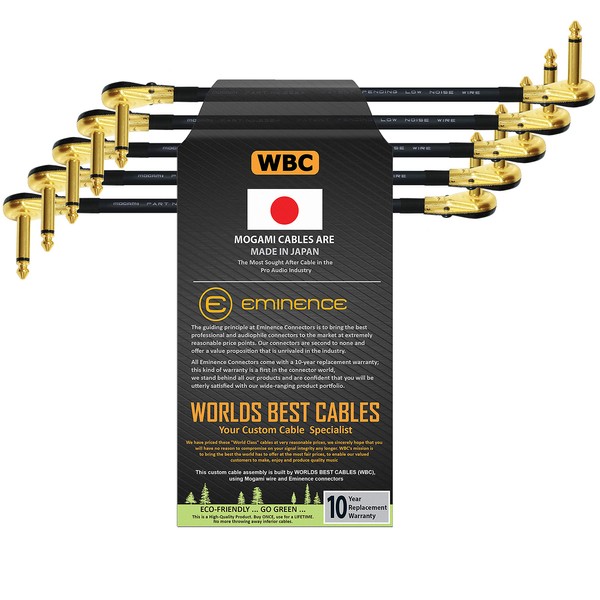 WORLDS BEST CABLES 5 Units - 9 Inch - S-Shaped