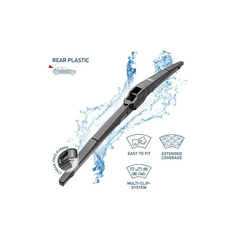 Hella 9XW398114012T Pluma Limpiaparabrisas Trasera 12" Multiconectores Negro 1 Pieza