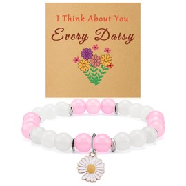 Beaded Bracelets Gifts for Sister Long Distance Relationship Gift for Best Friends Girlfriend Sisters Mom Daisy Flowers Lovers Gift Jewelry Bracelets with Gifts Cards Inspirational Graduation Birthday