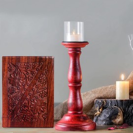 EARTHLY HOME Wooden Urn for Human Ashes, Cremation Funeral Urn, Hand Carving Decorative Urns for Pet Memorial & Adult, Keepsake Burial Ash Box (X-Small)