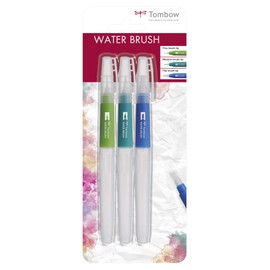 Tombow Wb-3P 3 Piece Empty Brush Set, 1 x Fine Medium Flat Brush Tip, Multi-Colour