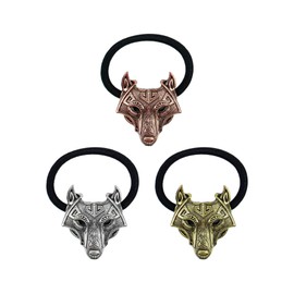 AUEAR, Brushed Metal Expandable Hair Cuff Ponytail Holder Elastic Tie for Women Thick Rings Set (3 Pcs, Style 7)