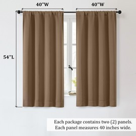 OWENIE Sally - Cortinas cortas, opacas para recámara, sala de estar, 54 pulgadas de largo, juego de 2 paneles de aislamiento térmico sólido, cortinas opacas de tratamiento de ventana de ahorro de