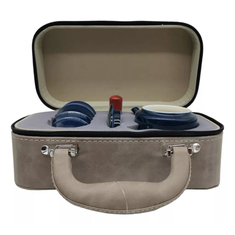 Eco R Juego De Te Chino Ceramica Azul Viaje Estuche