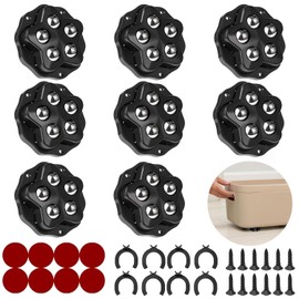 STOAT® Pack of 8 Castors with 5 Balls, 300 kg Load Capacity, with Glue and Screws. Universal 360 Mobile Wheel for Transporting Furniture, Goods, Furniture Castors (Black: 8 Pack)