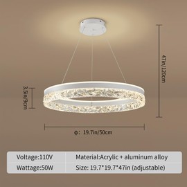 Modern LED Chandelier Pendant Lighting for Kitchen Island, 3000K/4500K/6000K Selectable Ceiling Light Fixture, LED Pendant Light Chandelier Hanging Light Fixtures for Dining Room Living Room (White)