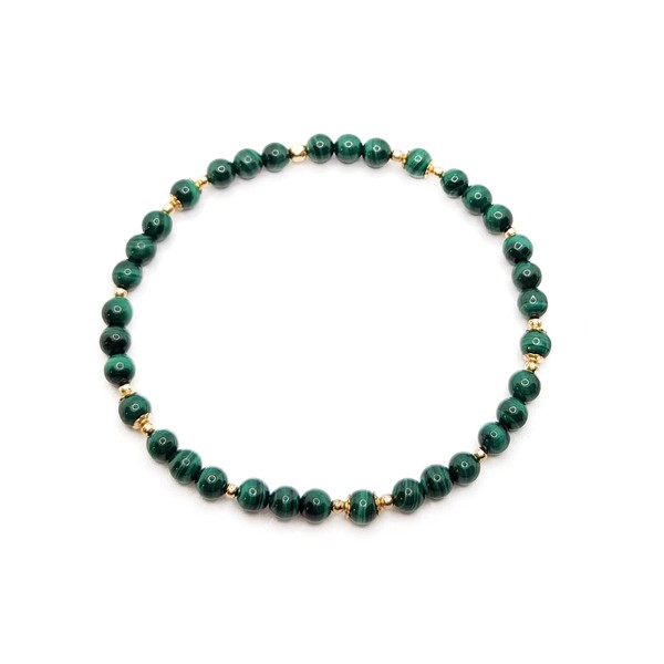 Natural 4.0~4.5mm Round Gemstone Stretch Bracelet with 14k Gold-Filled Beads